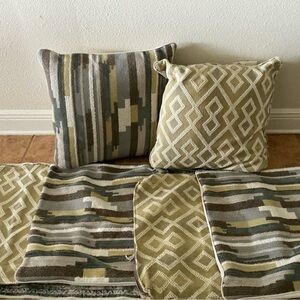 Set of Decorative Throw Pillows in Olive, Taupe & Cream